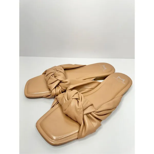 Marc Fisher Sandals Size‎ 8.5 Tan Square Open Toe Knot Detail - Image 3