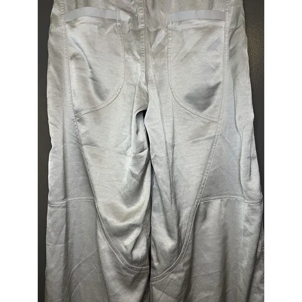 Anthropologie Pants Womens Medium Silver Satin Jogger Elastic Waist Cuffed - Image 9