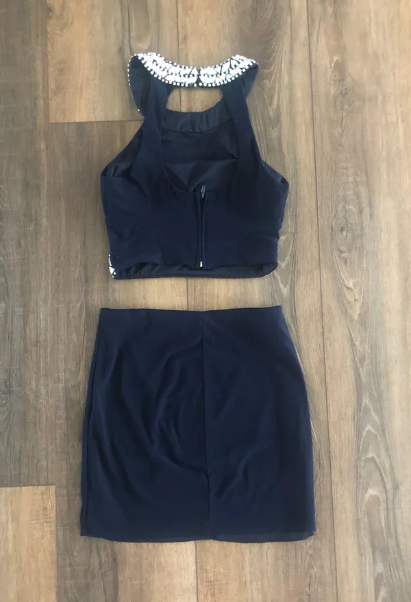 B Darlin Homecoming Navy Two Piece Dress - Image 3