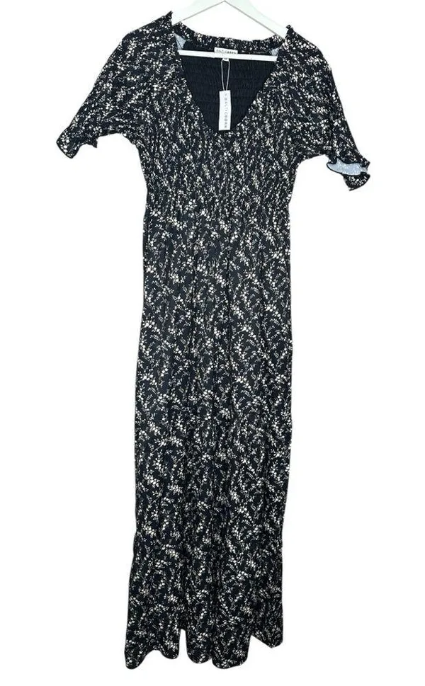 Baltic Born Lotta Black Floral Smocked Dress XS - Image 5
