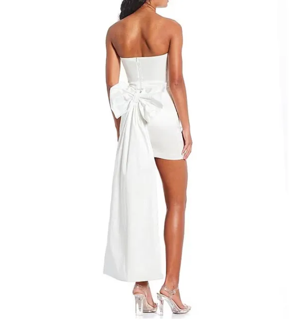 Dillard's Strapless Dress With Bow and Detachable Train - Image 2