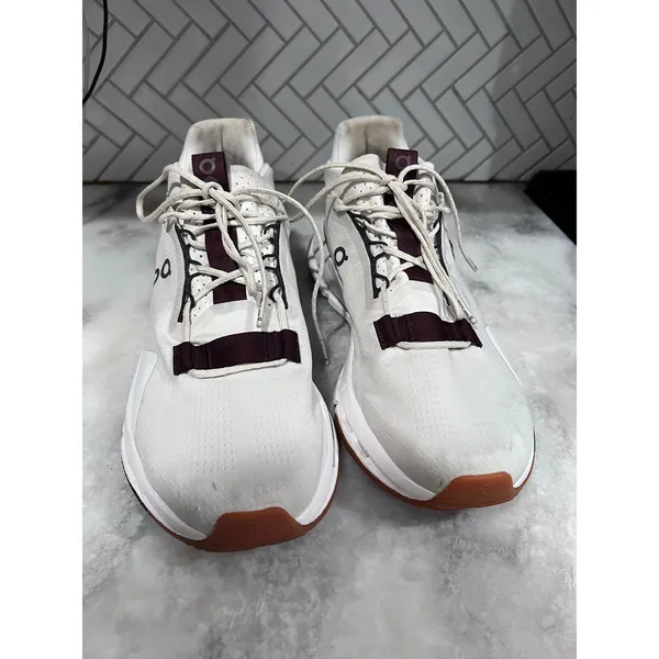 On Cloudnova Women’s Size 10.5 White Burgundy CloudTec Lifestyle Running Shoes - Image 14