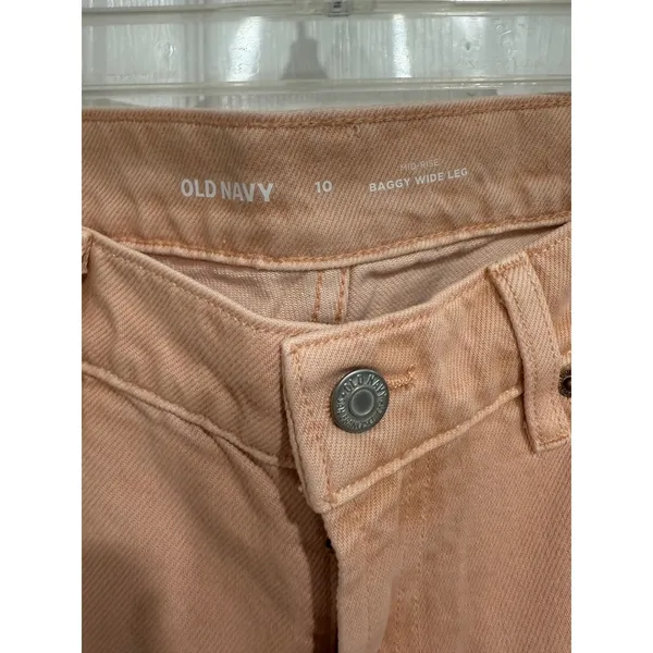Old Navy‎ Mid-Rise Baggy Wide Leg Jeans Peach Orange Denim Pants Size 10 - Image 6