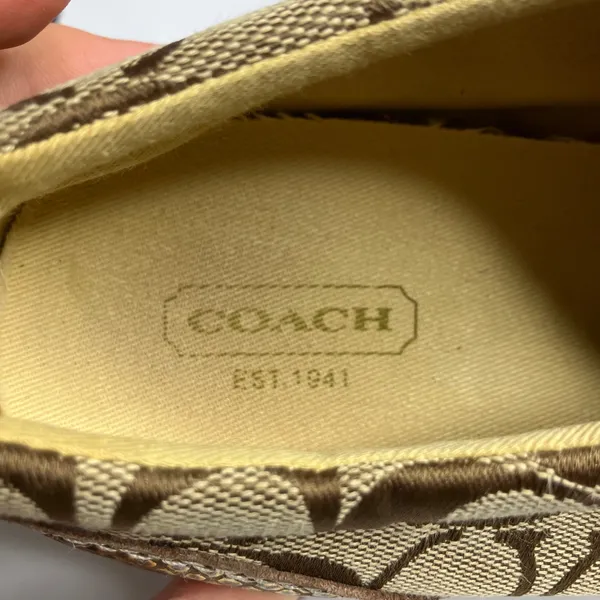 Coach Gema tan & gold monogram canvas sneakers women's size‎ 9 missing a logo - Image 10