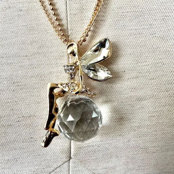 Fairy on crystal ball pendant necklace - Image 2