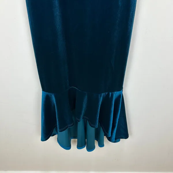Lulus How Much I Care Dark Teal Velvet Off-the-Shoulder Midi Dress Party XS NWT - Image 8
