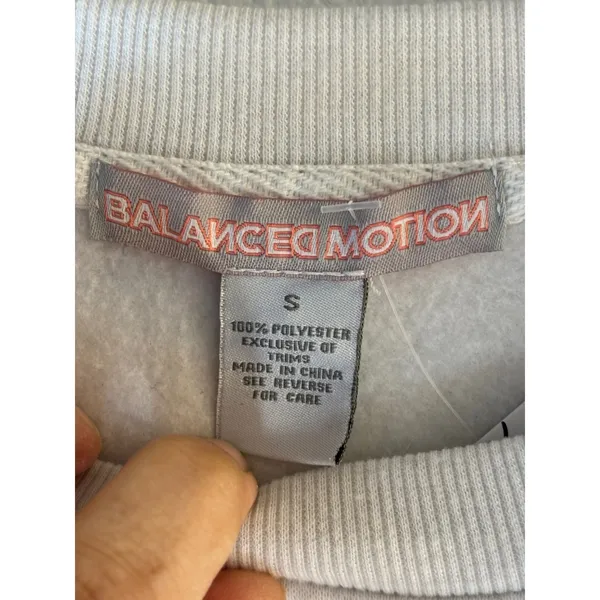 Balanced Motion You Wish Graphic Crewneck Sweatshirt White Metallic Purple Small - Image 3