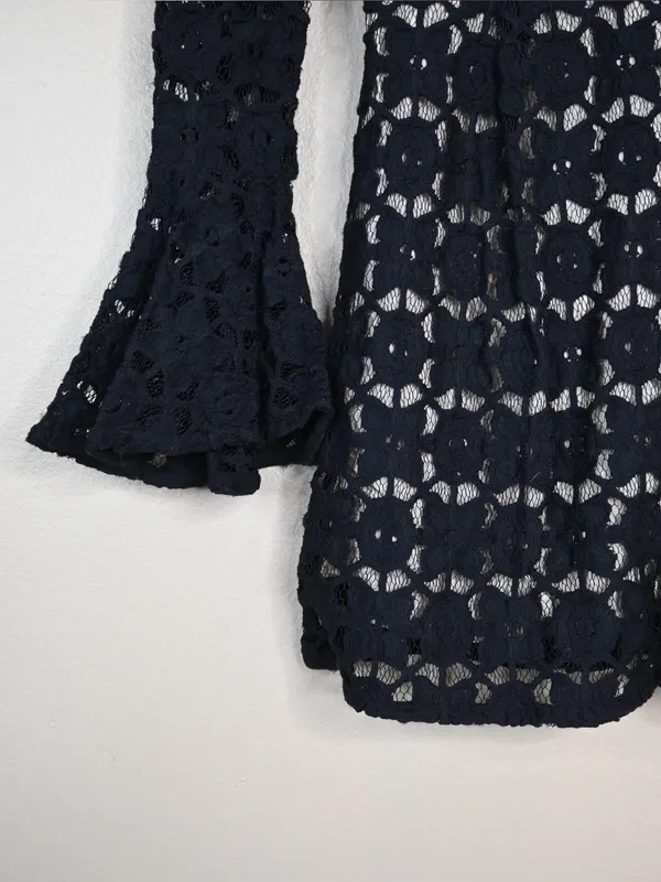 Free People Women's 4 Back to Black Crochet Mini Dress - Image 6