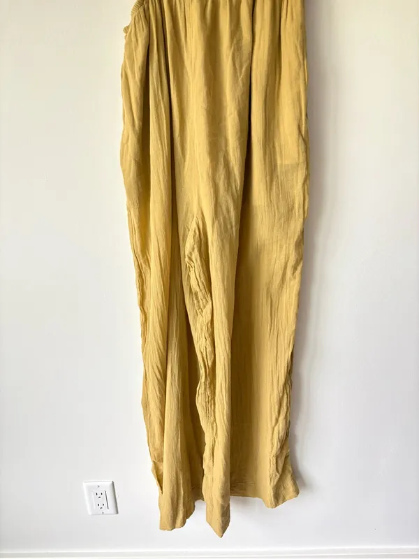 Free People Cut Out For It Strapless Jumpsuit Yellow Gold Hippie Boho Flowy - Image 4