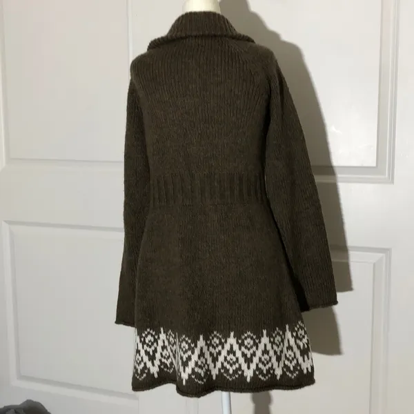 Mossimo Boho Long Line Sweater Fringe Cardigan Medium Pockets - Image 2