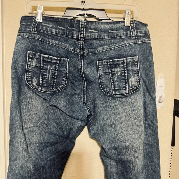 Jane Doe Womens Jr Size 11 Flare Bootcut Denim Jeans tiny front pockets Y2K - Image 5