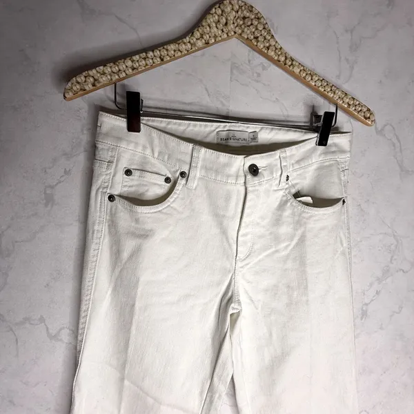 L.L. bean signature mid rise flare jeans in white denim - Image 3