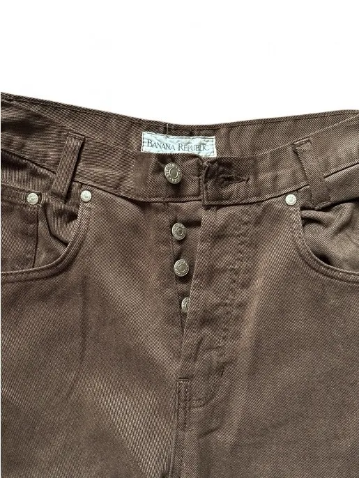 Banana Republic Women’s Wide-Leg Denim Pants in Brown Tencel Cotton Blend Size 6 - Image 3