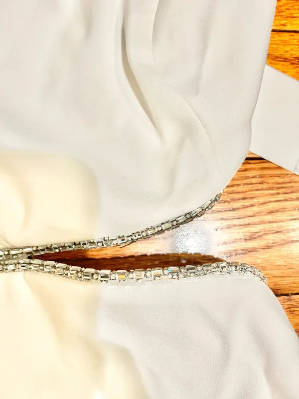 ZARA NWT viral TIK TOK White Jeweled Rhinestone Embellished Cutout Top XL - Image 8