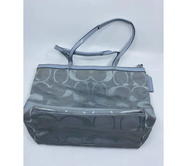 Coach Gray Jacquard Fabric Long Strap Tote Bag - Image 6