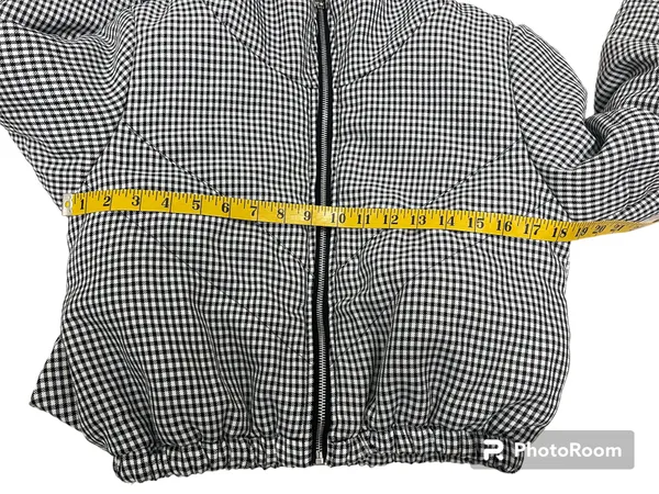 The Keir Puffer Jacket Black and White with Hood Size M/L - Image 7