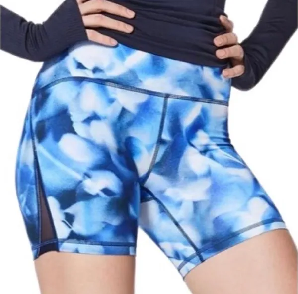 Lululemon Train Times Short 6” Inseam Mini Blush Blossom Alpine White Blue Sz 8 - Image 3