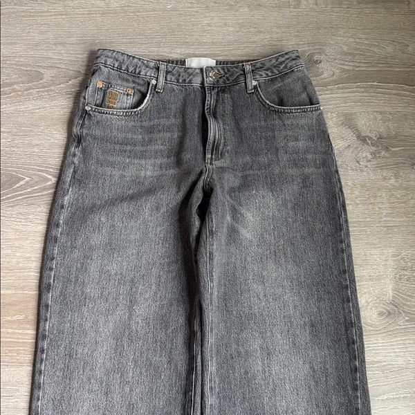 One teaspoon Jackson Mid Waist Wide Leg Denim Jeans - Charcoal Black 27 - Image 5
