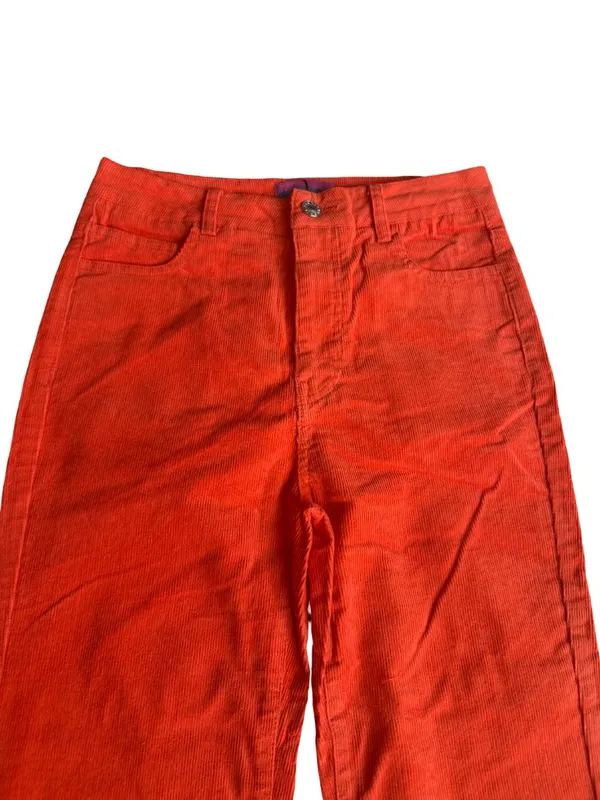 Edikted Bright Orange Corduroy Pants Flare Leg Casual Bold Size XS Women's NWT - Image 3