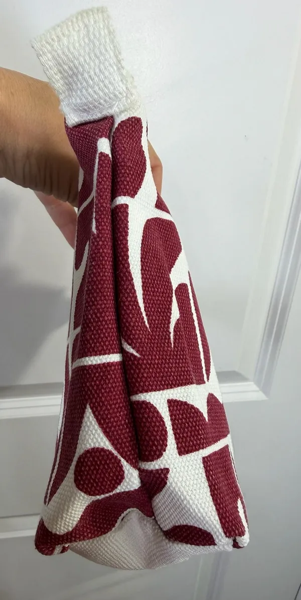 Vuori Canvas Tote Bag and Matching Zipper Pouch Set Burgundy White Geo Print - Image 5