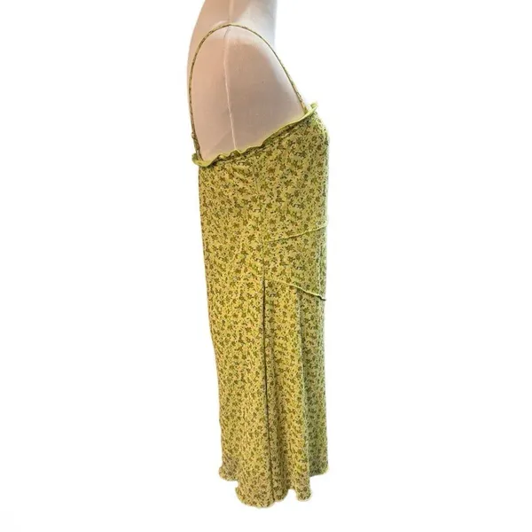 Hesperus Green Floral Slip Dress Women’s Size L Ruffle Trim Midi 34” Length - Image 4