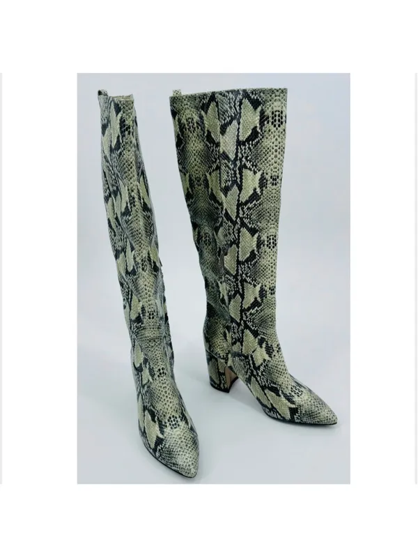 Sam Edelman Snake Print Hai Boots, Beige Black Size 7.5 - Image 2