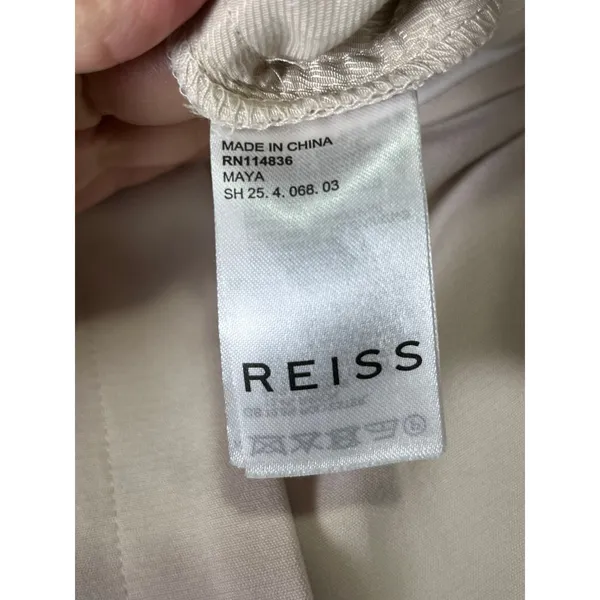 Reiss Ivory Wide Leg Trousers High Rise Tailored Dress Pants Size US 8 Office - Image 6