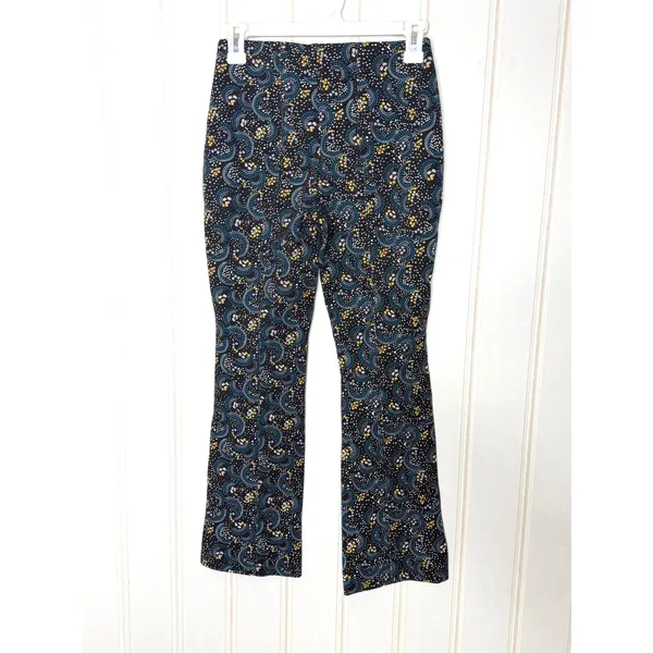 Maeve Anthropologie Margot Kick Flare Cropped Pants Swirl Print XXS High-Rise - Image 6