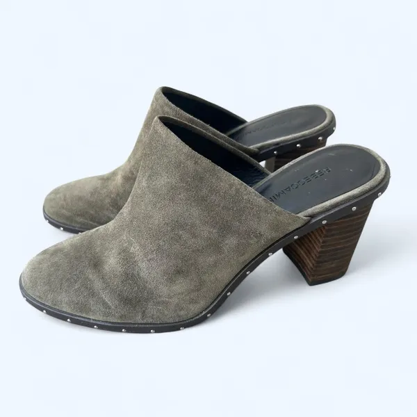 Rebecca Minkoff Green Suede Block Heel Studded Mule Shoe Women's size 6.5 M Fall - Image 12