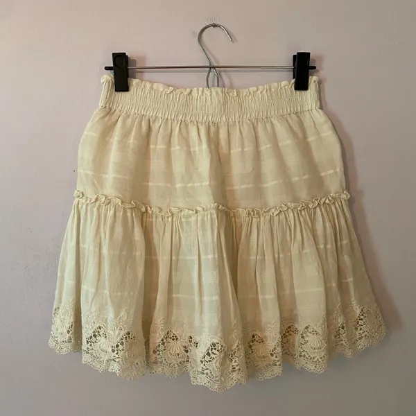 Misa Los Angeles Cream Ivory Lace Tiered Mini Skirt Fairy Whimsy Women's Small - Image 6