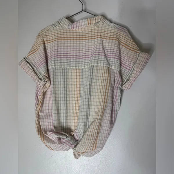 Madewell‎ Lakeline Popover Shirt Rainbow Ombre Plaid Womens Small - Image 3