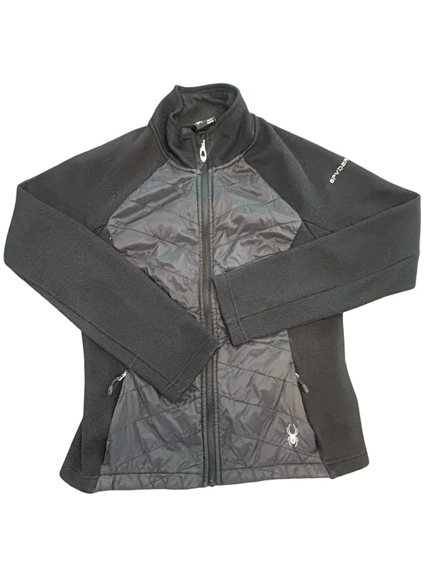 black Spyder Nova Hybrid Sweater Fleece full zip Jacket Gorpcore techwear M - Image 2