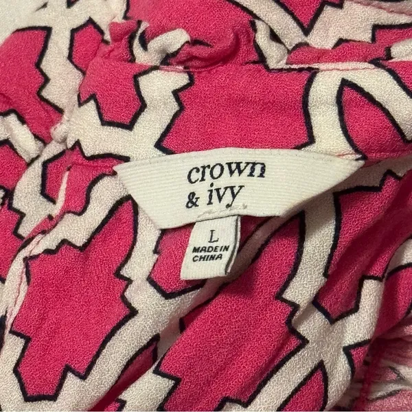 Crown & Ivy Pink and White Sleeveless Women's Top Sz L - Image 5