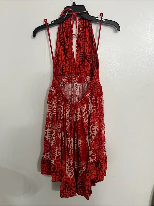 Free People Red Halter Backless Mini Dress - Image 5