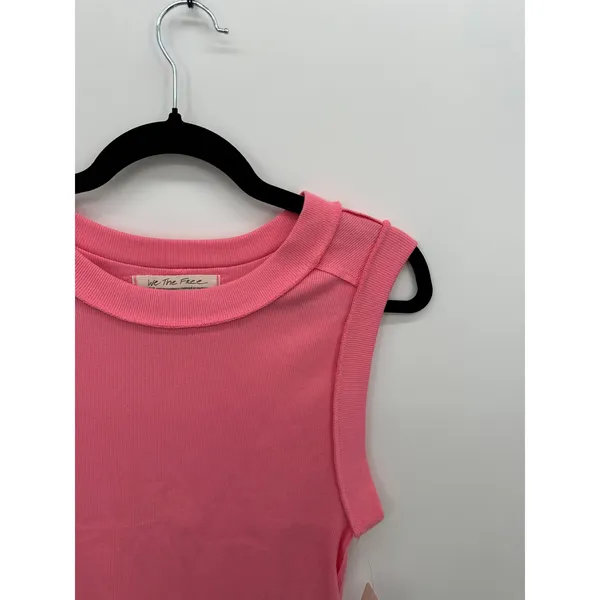 Free People We The Free Neon Dreams Pink Ribbed Muscle Tank Top Sz L NWT - Image 5