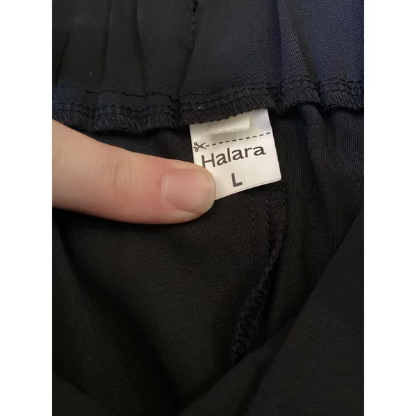 Halara NWOT Women Black Wide Leg Tie Front High Waist Pants Size L Side Zip - Image 5