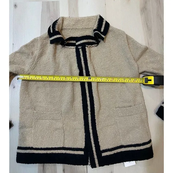 Commense NWT Women Small Tan Knit Open Front Cardigan Quiet Luxury Old Money - Image 11
