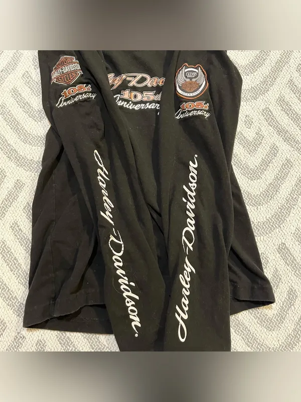Harley Davidson Black 105th Anniversary Shirt Medium - Image 4