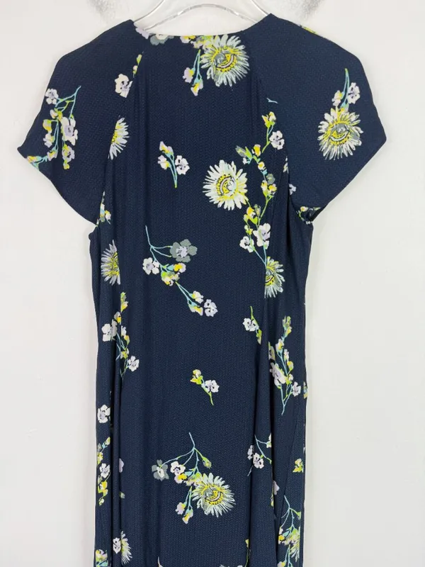 Free People Lost in You Floral Midi Dress Button Hi-lo Navy Blue Size Small S - Image 12