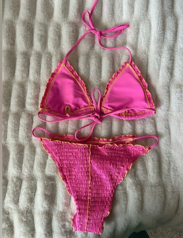 SheIn Pink Smocked Bikini - Image 2