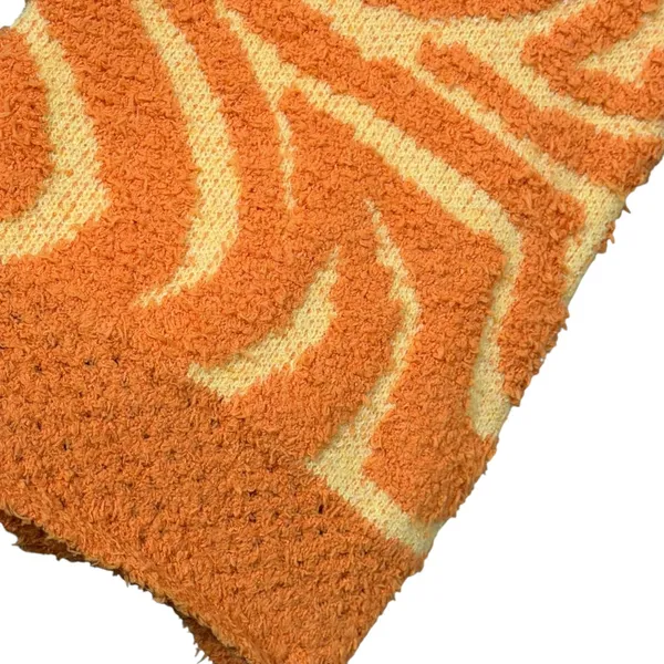 Cider Orange Yellow Swirl Fuzzy Knit Cropped Sweater Small Retro Pullover - Image 4