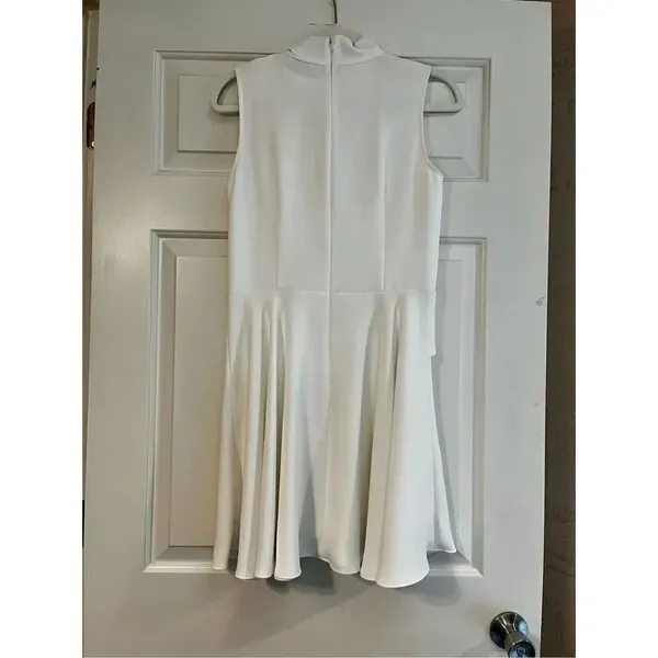 Jay Godfrey White Mia Mini Swing Sleeveless Tie Neck Ruffle Size 6 Dress - Image 4