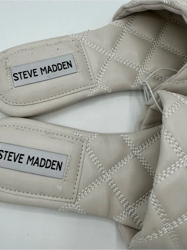 Steve Madden Perrie Quilted Slide Sandal In Bone white size 6 bridal honeymoon - Image 2
