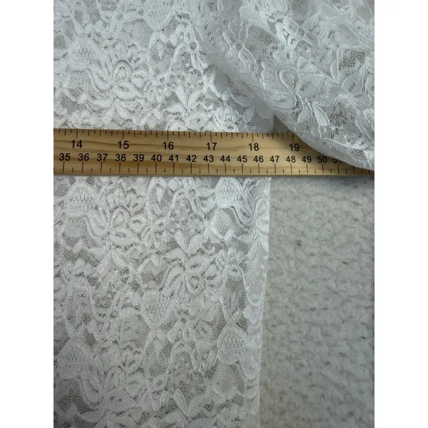 Top Womens XL White Lace Long Sleeve Round Neck Sheer Cottage Festival Coquette - Image 6