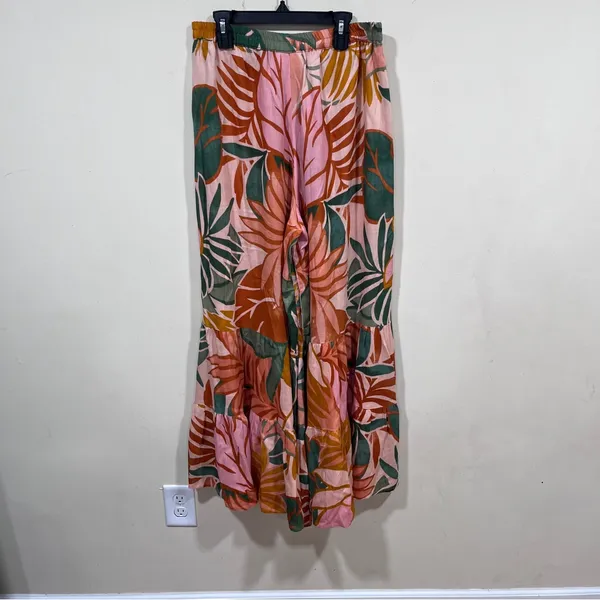 True Destinations Resort Wear Flare Pants Beach Palm Fronds Coverup sz XL - Image 6