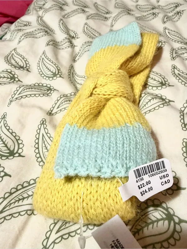 Anthropologie Yellow Mint Green Cozy Knotted Sweater Knit Headband OS - Image 4