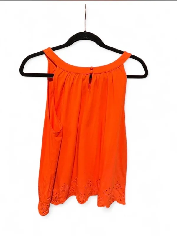 Lands' End Bright Orange Eyelet Scalloped Hem Sleeveless Tank Top L - Image 7