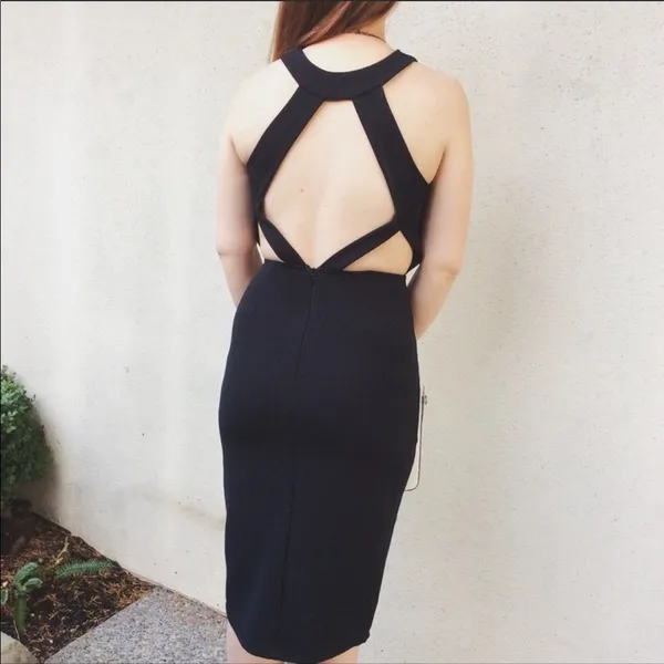High Neck Dress Open Back Black Size L - Image 5
