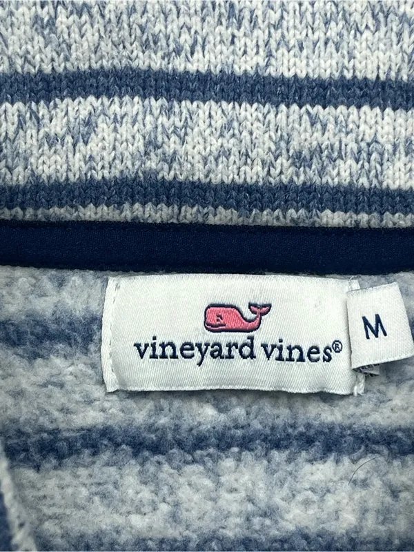 Vineyard Vines Womens Blue White Striped Full Zip Mock Neck Fleece Vest Medium - Image 8