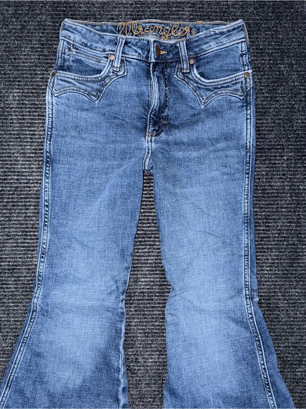 Wrangler Retro High Rise Trumpet Super Flare Bell Bottom Jean 26x31 Western Boho - Image 4